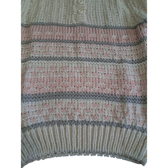 Vintage Margules Hand Knit Sweater Women's Medium Cream Pink Grannycore‎ Grandma - Picture 8 of 12
